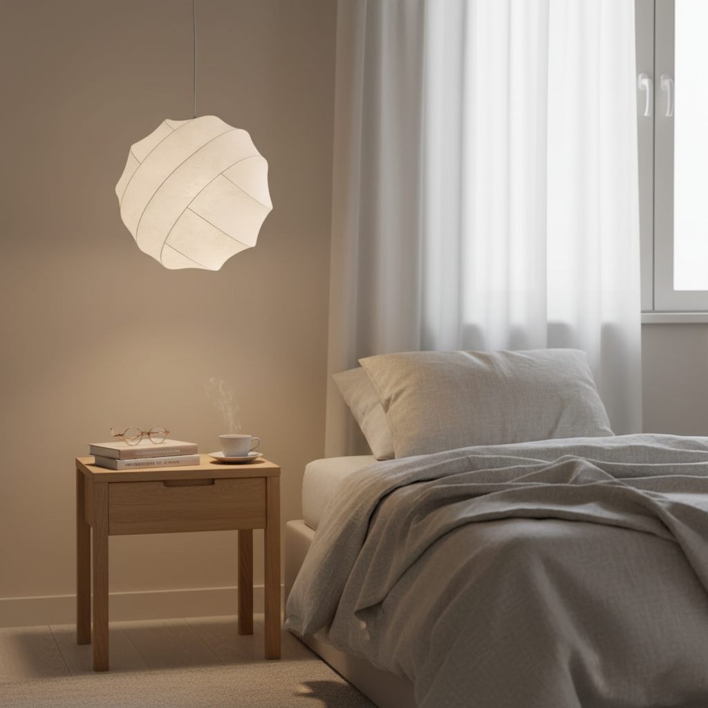 Lampada a Sospensione a Sfera in Seta Wabi Sabi Japandi