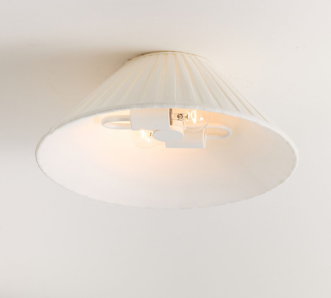 Luvora Pleated Shade Flush Mount - Fabric Round Design for Low Ceilings