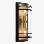 Carica l'immagine nella visualizzazione Galleria, Medium bronze glass outdoor wall sconce with cage frame