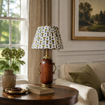 Charger l'image dans la visionneuse de la galerie, Deep brown floral table lamp styled on a round side table