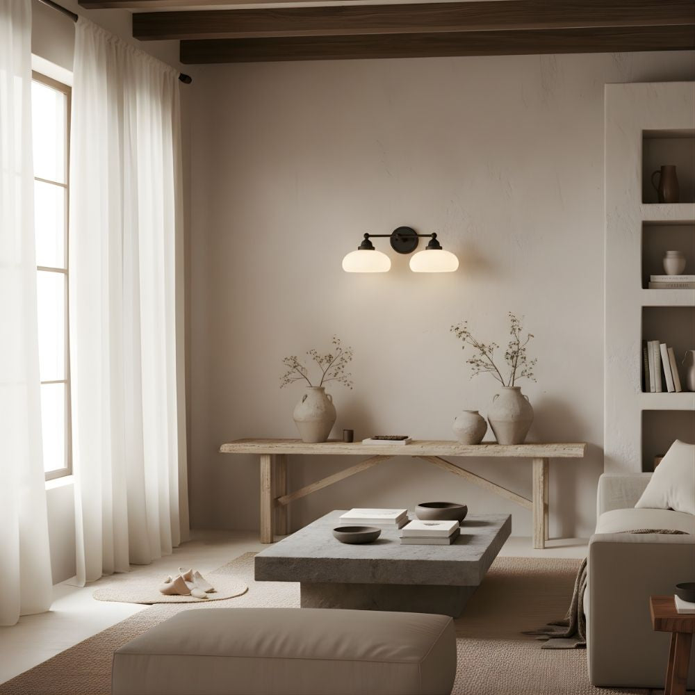 Riven Wall Lamp - Vintage Industrial Milk White Glass Shade for Indoor