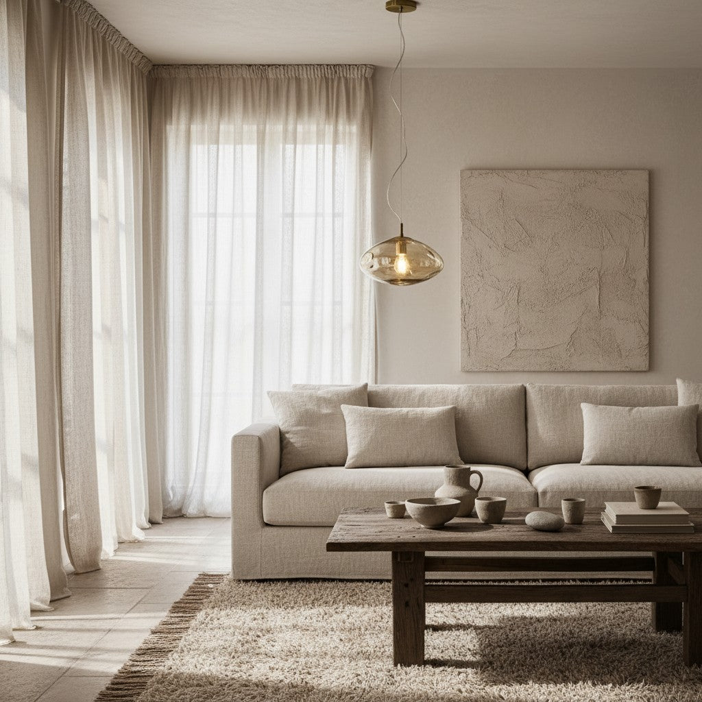 Suspension en verre courbé doux Glissora - Suspension en verre et métal pour salle à manger et îlot de cuisine