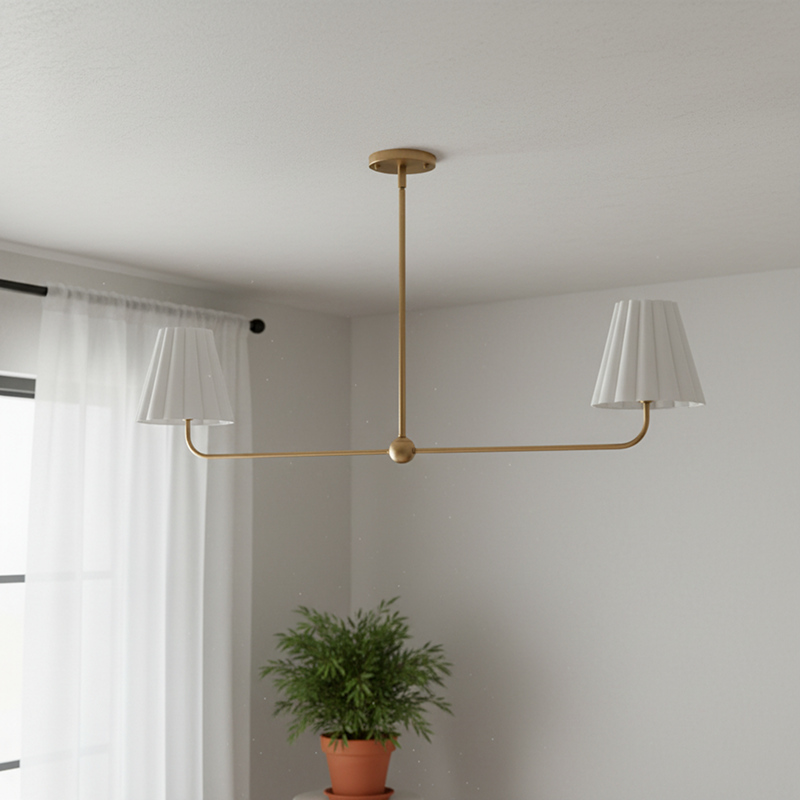 Ruffmeto Żyrandol z Metalową Ramą i Falowanym Abażurem do Jadalni, Przedpokoju i Salonu