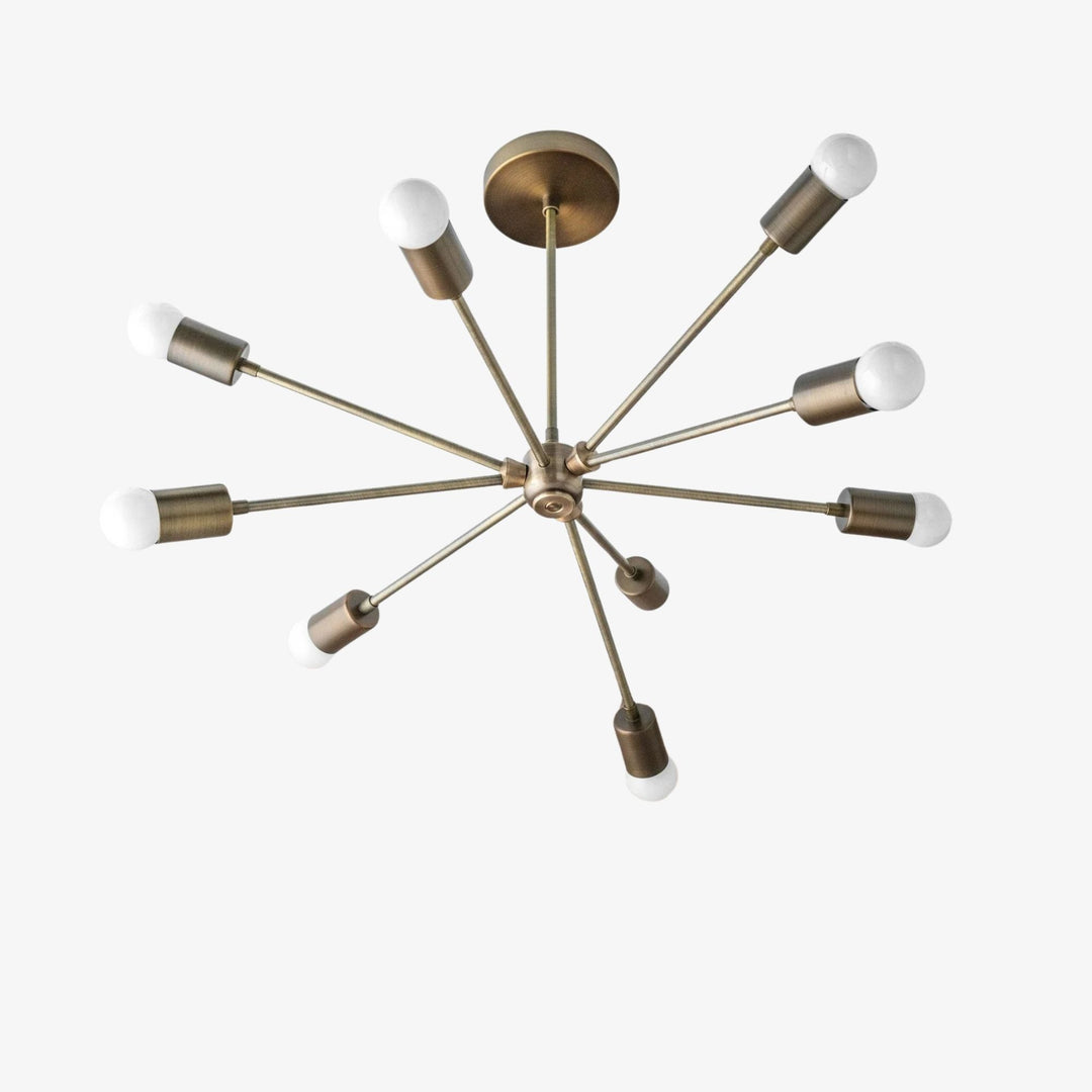 Mobilux Line Mid Century Sputnik Chandelier - Modern Brass Ceiling Light