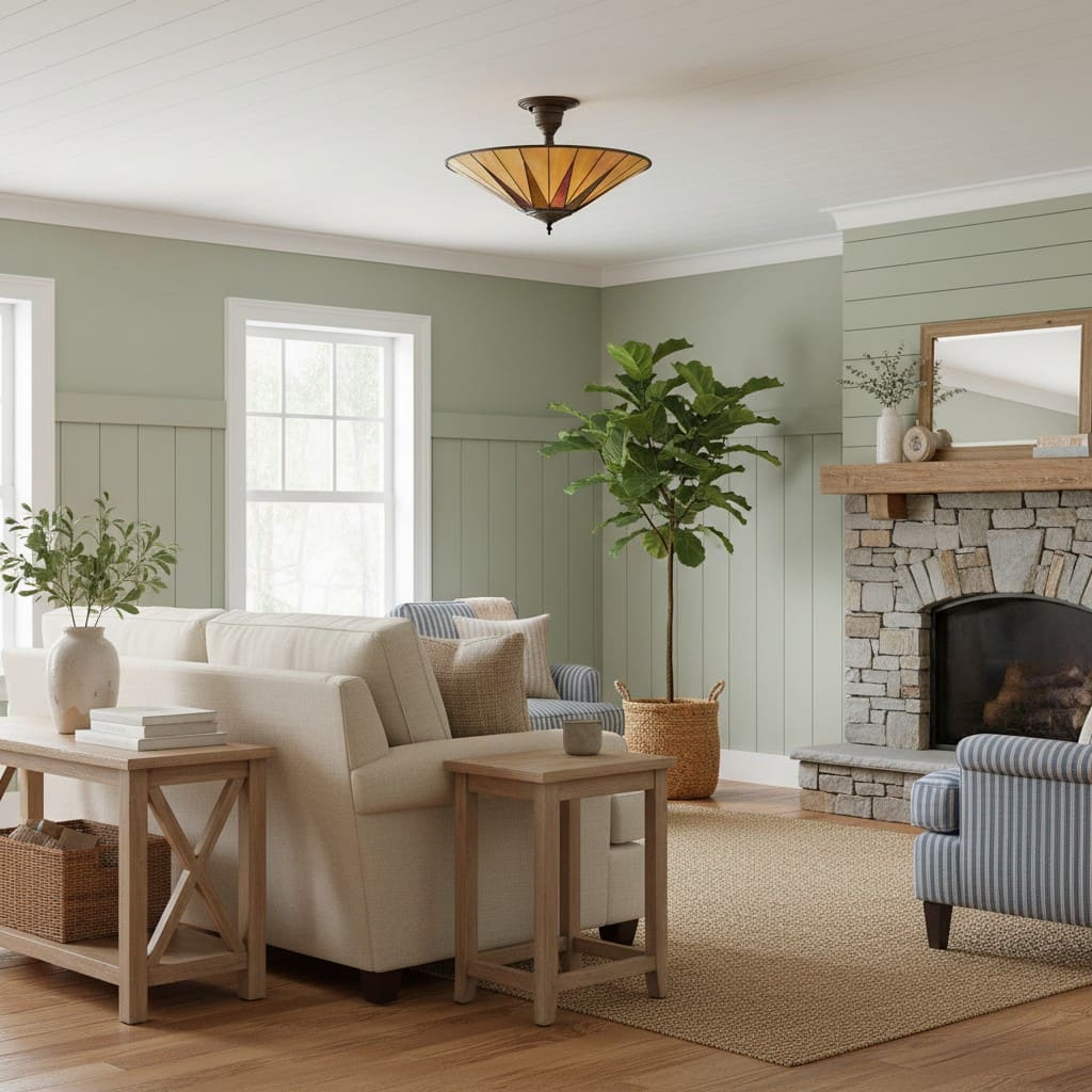 TF Dark Star Tiffany Lampa Sufitowa – Witrażowy Wzór Gwiazdy do Jadalni lub Holu