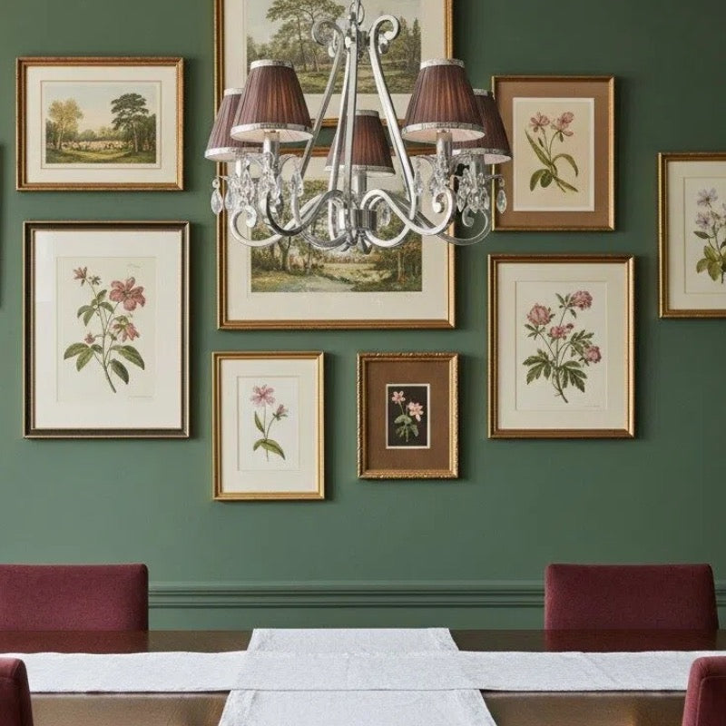 Talonis Mehrfach-Leuchten Stoff Kronleuchter - Elegante Metall gebogene Arme für Esszimmer und Wohnzimmer