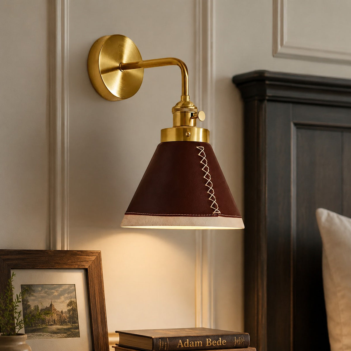 Brown Leather Wall Sconce