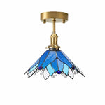 Cargar imagen en el visor de la Galería, Blue Stained Glass Semi Flush Ceiling Light