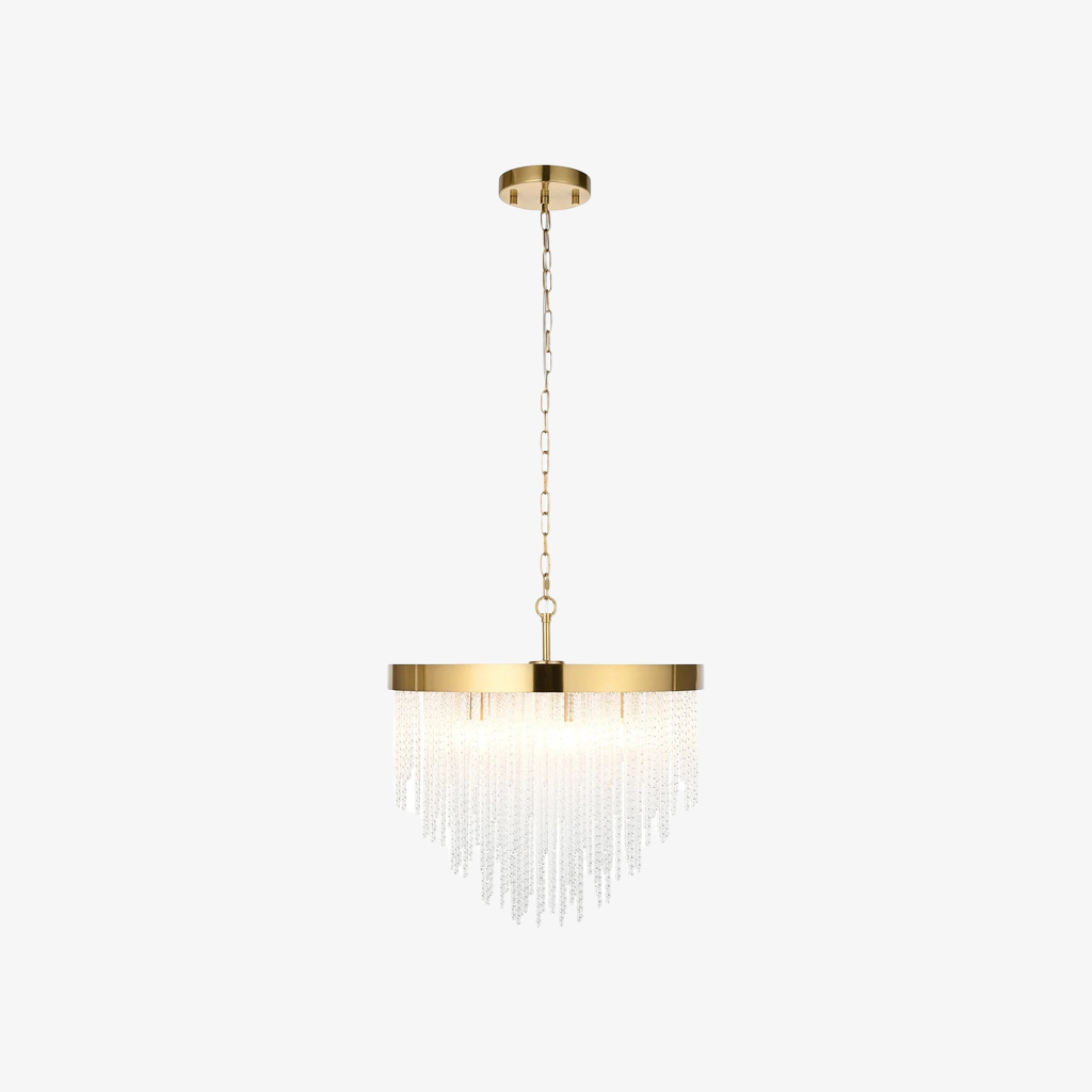 Cavara meerlaagse glazen staafkroonluchter – gelaagde messing hanglamp voor eetkamer en entree