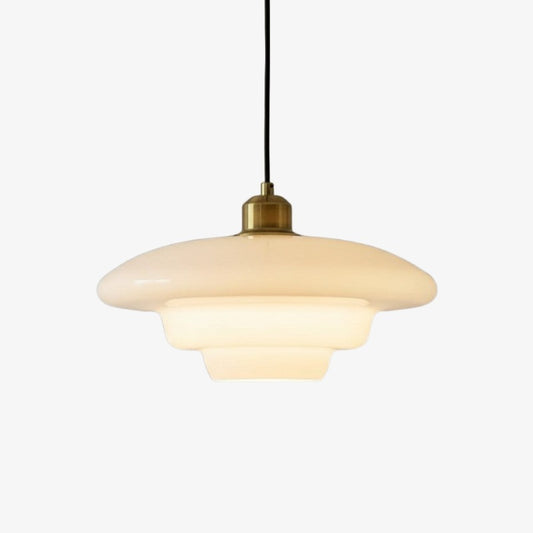 Opalisse Art Deco Pendant Light – Milk Glass Dome Ceiling Lamp for Dining Room N07