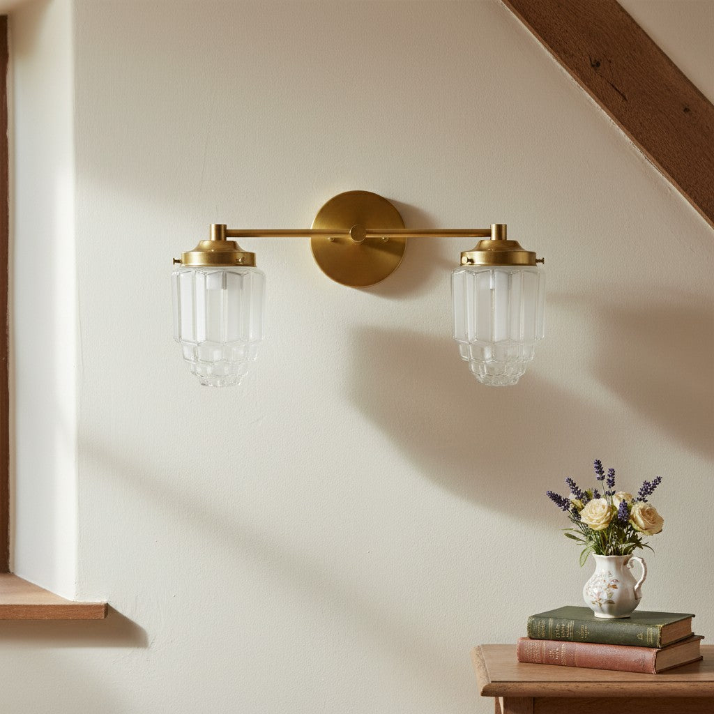 Tierlux glazen kaptafelverlichting - Art deco badkamerarmatuur met wolkenkrabberlampenkappen