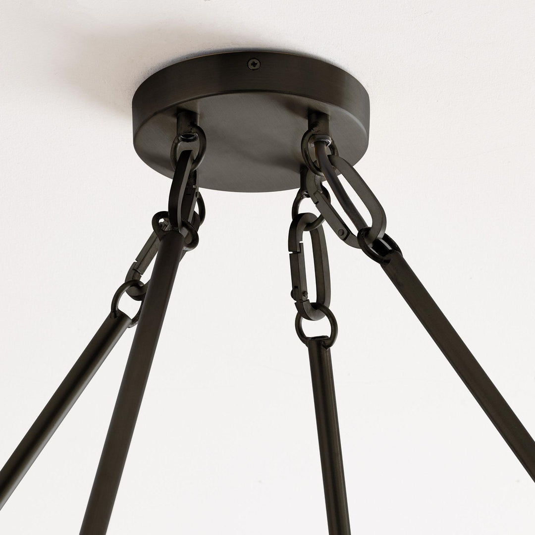 Rowan Modern Wagon Wheel Round Chandelier - Industrial Farmhouse Iron Lighting Fixture