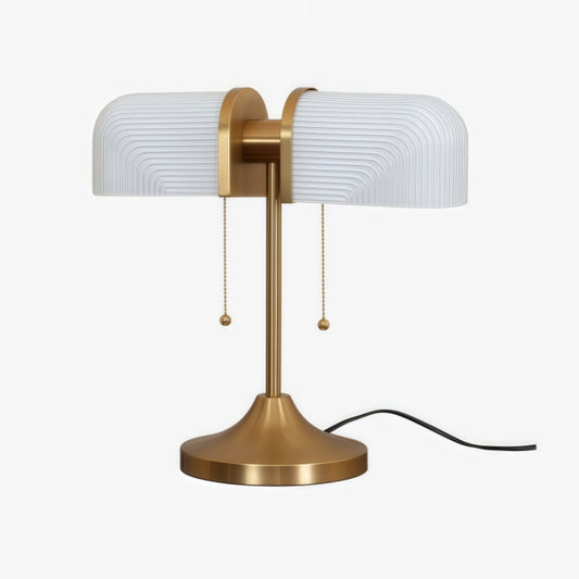 Lámpara de Mesa Aurebron con Vidrio Acanalado - Lámpara de Mesa Decorativa Moderna con Base de Metal para Sala