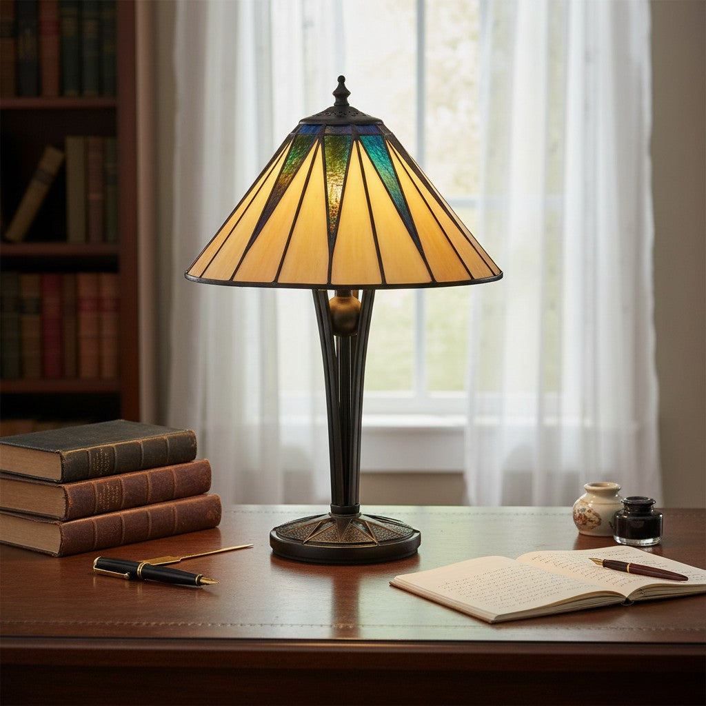 TF Dark Star Tiffany-stijl geometrische kap tafellamp voor slaapkamer en sfeerverlichting