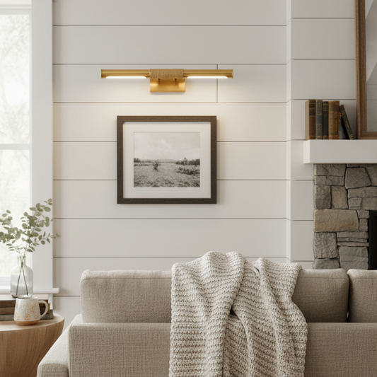 Lampe d’Œuvre Aurix – Applique Murale Slim à Barre Centrale Enveloppée Finition Métal pour Galerie & Couloir