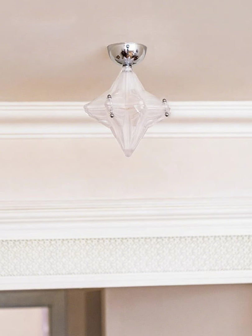 Art Deco Star Ceiling Lamp – Frosted Glass Fixture for Hallway & Entryway – Astris Ceres