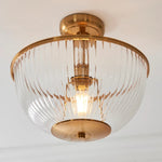 Load image into Gallery viewer, Luntra Ribbed Glass Uplighter Flush – Elegant Ceiling Light for Hallways and Bedrooms