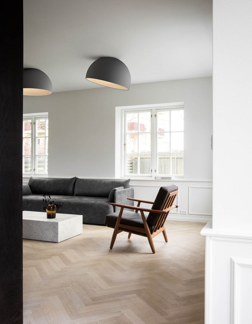 Lampe Plafonnier Duo – Luminaire Moderne en Bois Grain et Métal à Montage Affleurant pour Salon et Chambre