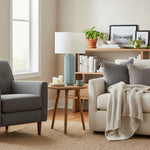 Afbeelding laden in galerijweergave, Ceruna minimalistische keramische tafellamp - keramische voet met een linnen lampenkap