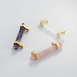 Load image into Gallery viewer, Brass Crystal Door Knobs: Kitchen Cabinet Knobs &amp; Bedroom Drawer Pulls
