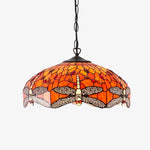 Afbeelding laden in galerijweergave, TF Dragonfly Blauwe Tiffany Plafondlamp – Art Nouveau Glas-in-Lood Hanglamp voor Woonkamer