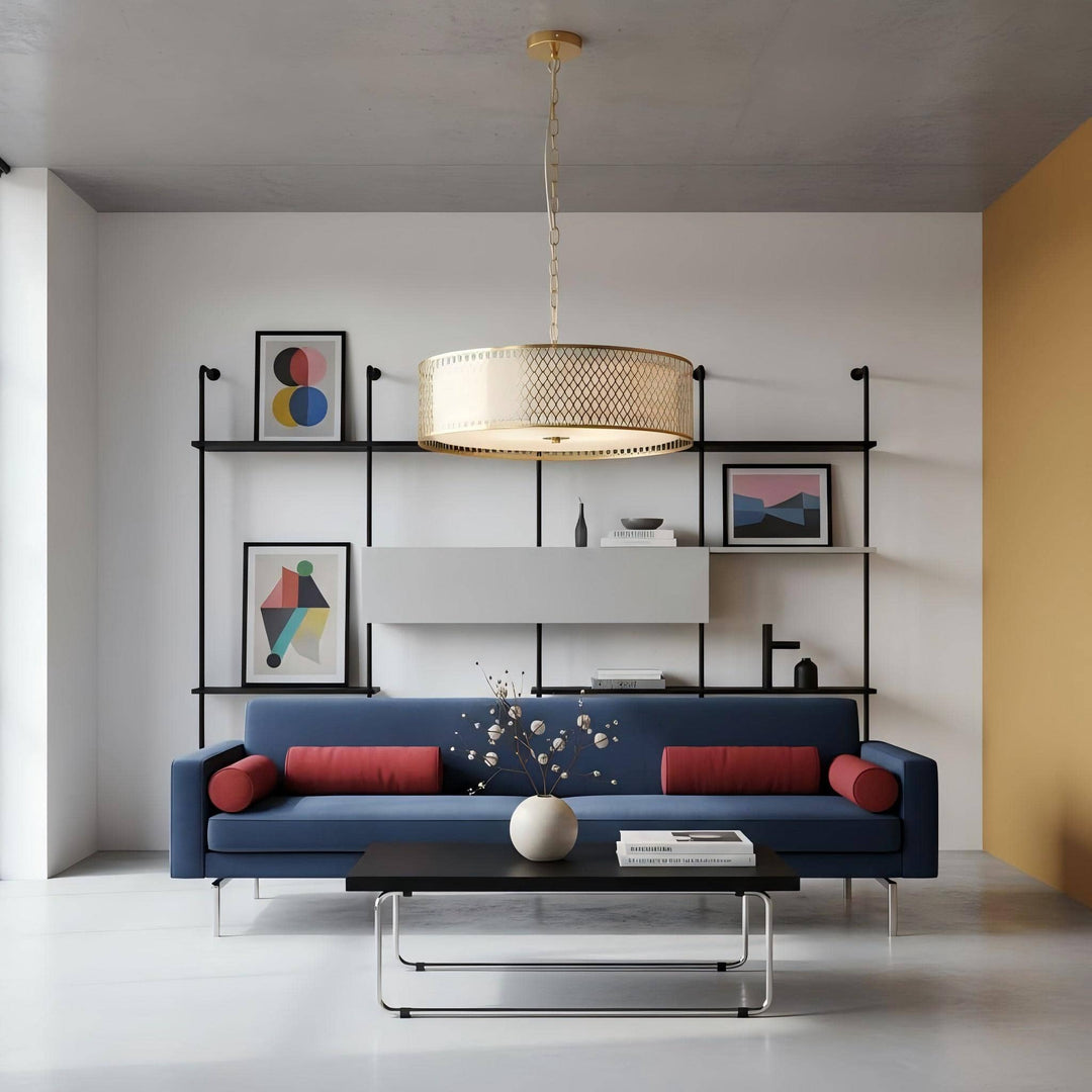 Liorin Geometrische Hanglamp – Moderne Sierlijke Metalen en Stoffen Kap Hanglamp voor Interieurs