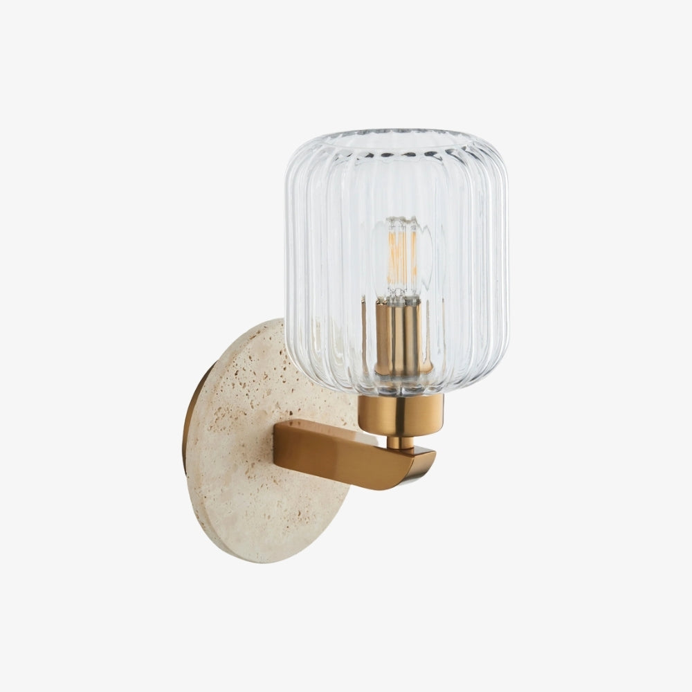 Lámpara de Pared Moderna de Mármol Korlisse - Latón Vintage y Acento de Vidrio Transparente para Sala de Estar y Pasillo