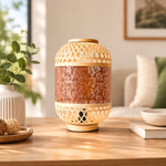 Cargar imagen en el visor de la Galería, orange woven LED table lamp in a cozy living room scene