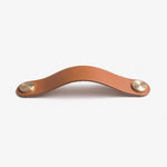 Afbeelding laden in galerijweergave, Cowhide leather and brass cabinet pull handle color and size option