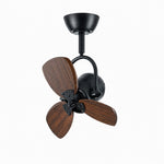 Load image into Gallery viewer, Fixed compact fan in black with dark wood grain blades