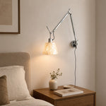 Charger l'image dans la visionneuse de la galerie, Lunavera Modern Capiz Shell or Fabric Shade Adjustable Arm Wall Lamp for Bedroom