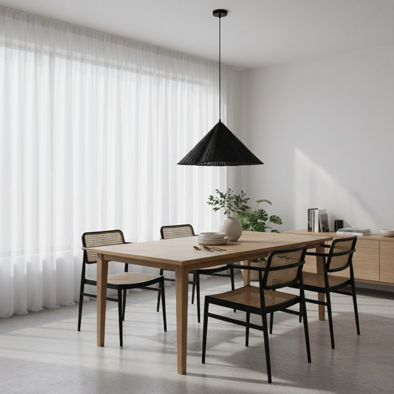 Wickara Natürliche Rattan Geflochtene Pendelleuchte – Boho-Chic Hängelampe für Wohn- und Esszimmer