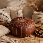 Bild in die Galerieansicht laden, brown Moroccan pouf room scene