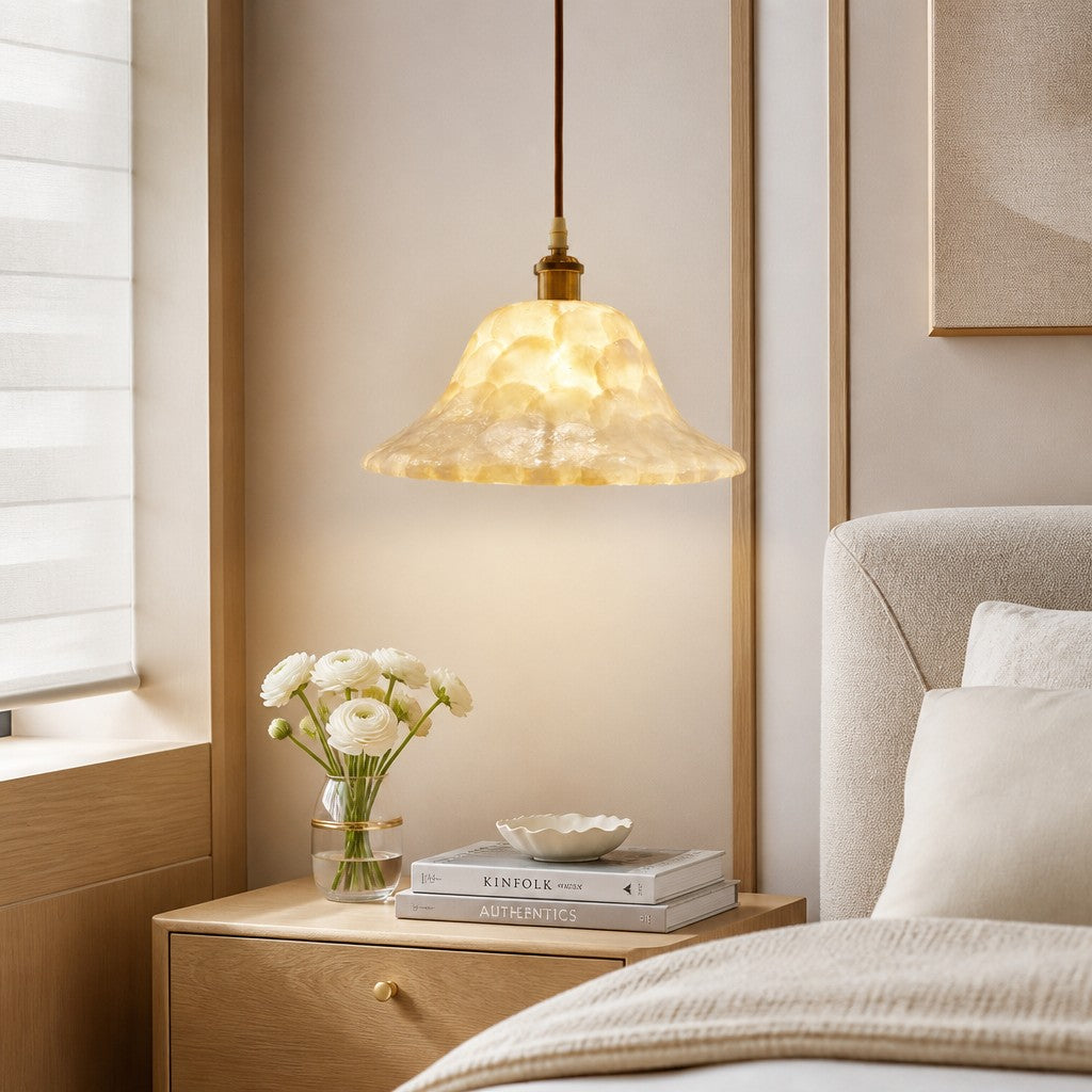 Lunavera Artistic Capiz Shell Hanging Light Contemporary Minimalist Hanging Lamp for Multiple Rooms