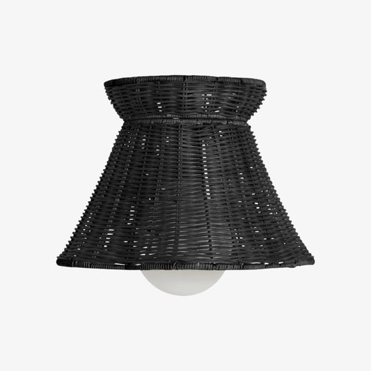 Wickara Flush Mount - Woven Organic Silhouette - Ceiling Light - Rattan Boho Style - For Living Room
