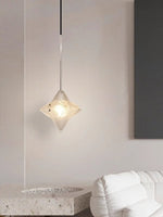 Load image into Gallery viewer, Art Deco Astris Elara Star Pendant Light – Frosted Glass Pendant with Geometric Style
