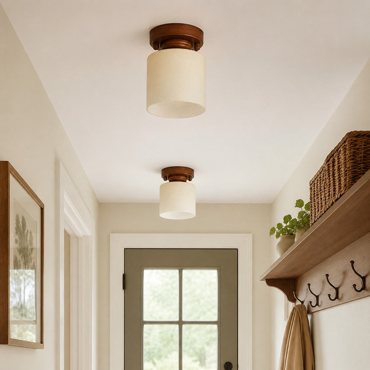 Gradient Yellow Glass Metal Flush Mount Ceiling Light