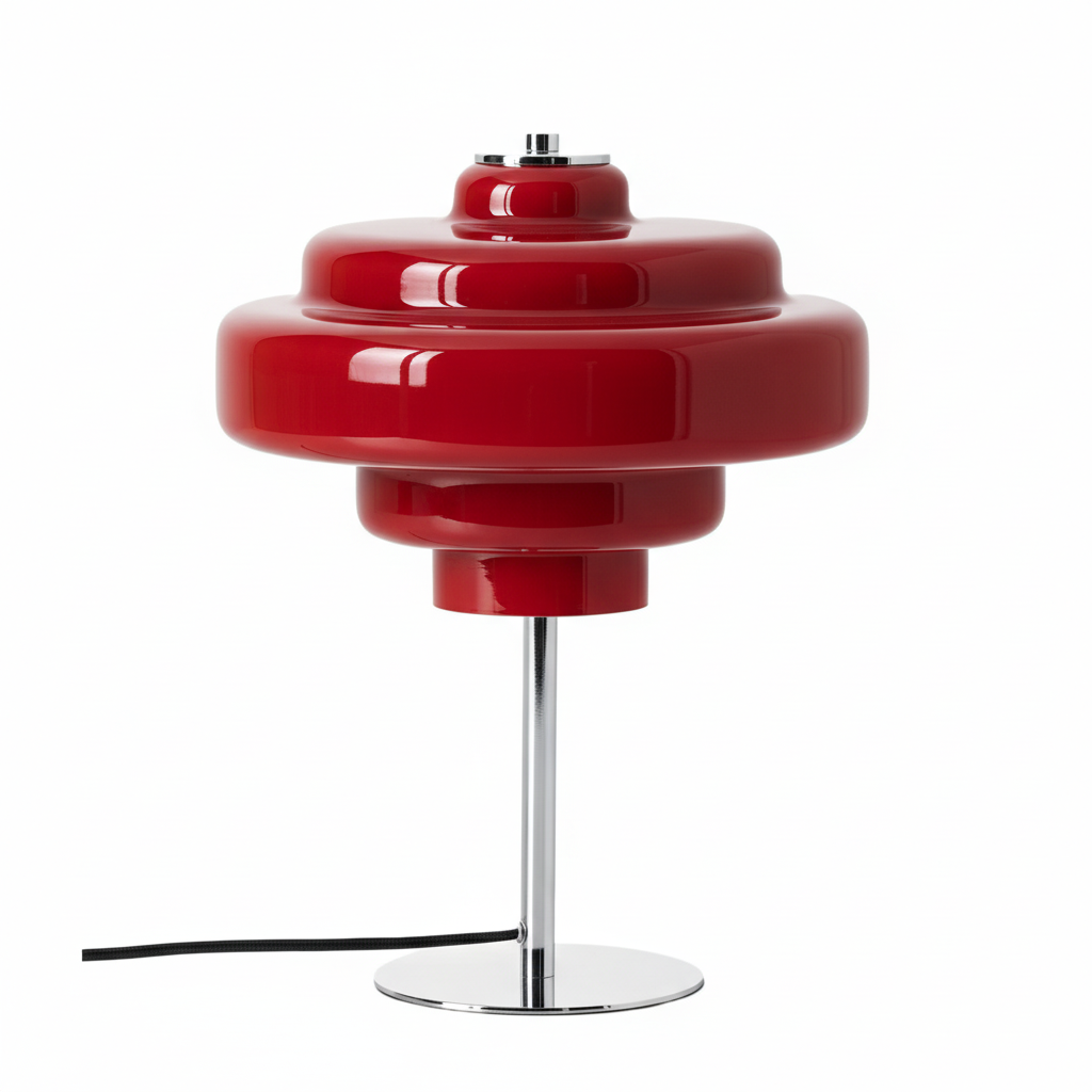 Koloro Glass Table Lamp - Retro Tiered Design with Chrome Base