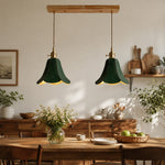 Cargar imagen en el visor de la Galería, Green double pendant above a dining table
