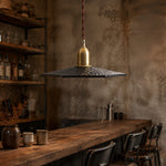 Charger l'image dans la visionneuse de la galerie, Octagonal wood pendant light installed over a dining table