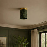 Cargar imagen en el visor de la Galería, vintage green and gold ceiling light in a hallway scene