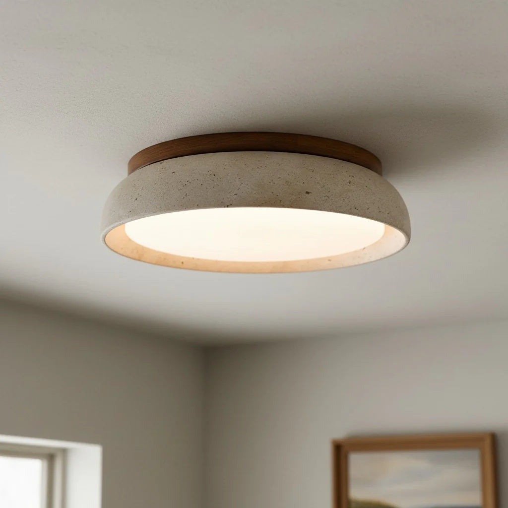 Lámpara de Techo Redonda Torvella Disco Escultórico de Montaje Empotrado - Iluminación Natural Moderna para Dormitorio