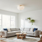 Load image into Gallery viewer, Modo Ceiling Light –Minimalist Glass Shade with Sleek Brass Frame for Dining Room or Office