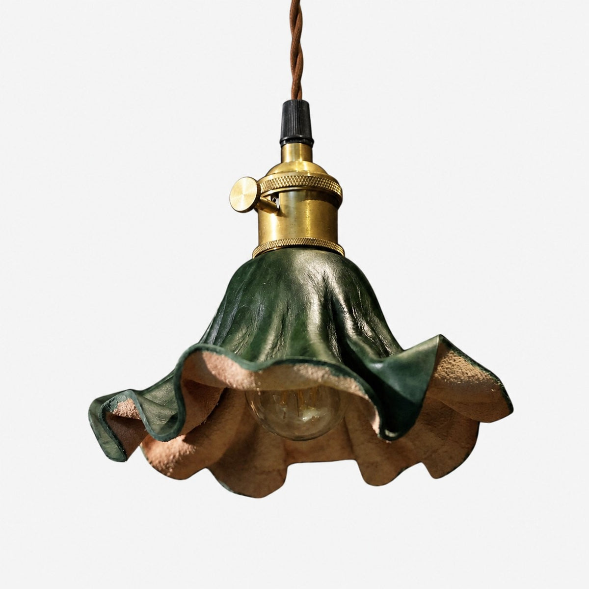 Dark green leather pendant light small size SKU view