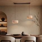 Charger l'image dans la visionneuse de la galerie, Two-light yellow travertine dining room LED pendant installation scene