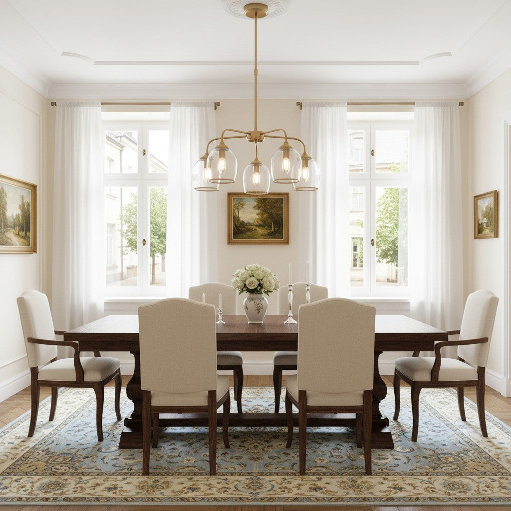 Brazara Multi-Light glazen kap hanglamp – gebogen metalen armen voor moderne woningen