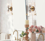 Load image into Gallery viewer, Bravira Ribbed Glass Sconce - Metal Wall Light with Clear Glass Shade
