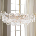 Load image into Gallery viewer, Bravira Glass Bubbled Chandelier - Vintage Brass Oval Glass Lighting
