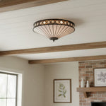 Load image into Gallery viewer, TF Fargo Geometric Flush Mount Light — Handcrafted Art Deco Stained Glass Lamp for Entryway