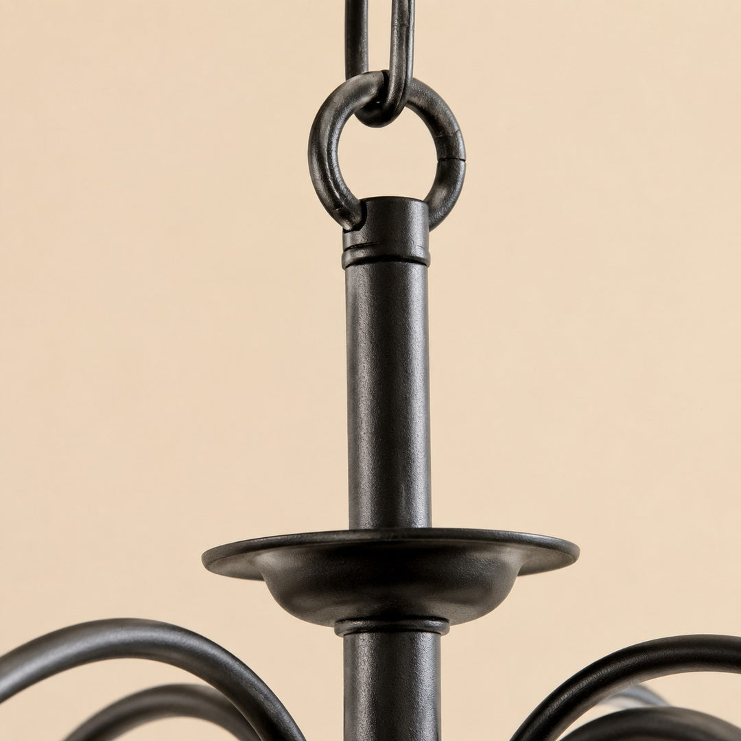 Lámpara de araña vintage de hierro negro estilo candelabro